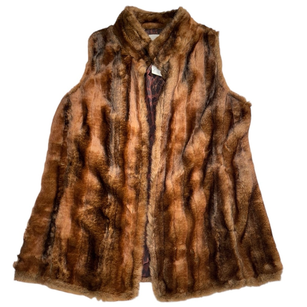 Chico's Luxurious Brown Faux Fur Vest - Size 0 (Small) nwt